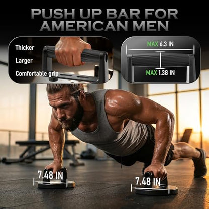 Push Up Bars Strength Training Equipment, Ergonomic Grips, 7.48" Base for Increased Stability, Home Gym Equipment, Push Up Stands Handle for Floor Workouts ﻿