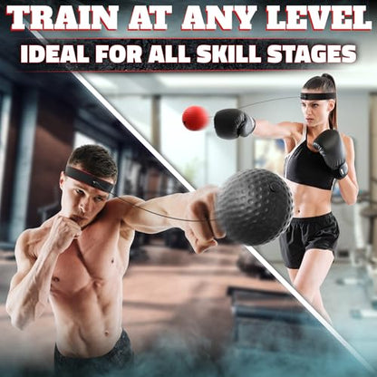 BURIUS Boxing Reflex Ball Set, 4 Balls and 2 Headbands, Reaction Training