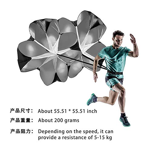 Running Speed Training 56 Inch 2 Umbrella Resistance Training Parachute with Adjustable Strap Free Carry Bag, Resistance Running Parachute for Football Soccer Training Kids Youth and Adults