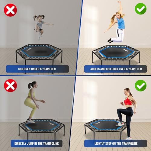 Yes4All Rebounder Trampoline for Adults, 48-Inch, 350 LBS Stable & Silent Exercise Trampoline for Rebounding, Jumping Cardio - color: Without handle