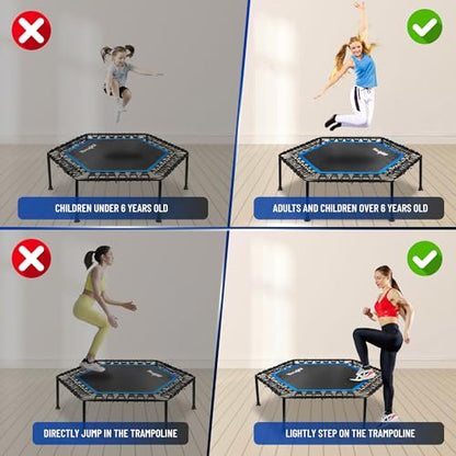 Yes4All Rebounder Trampoline for Adults, 48-Inch, 350 LBS Stable & Silent Exercise Trampoline for Rebounding, Jumping Cardio - color: Without handle