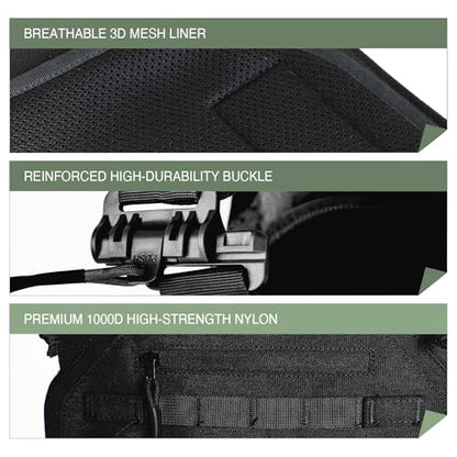 Tactical Vest for Men - Lightweight Modular 3D Breathable, Adjustable Quick Release for Training, Hunting, Outdoor - color: Black
