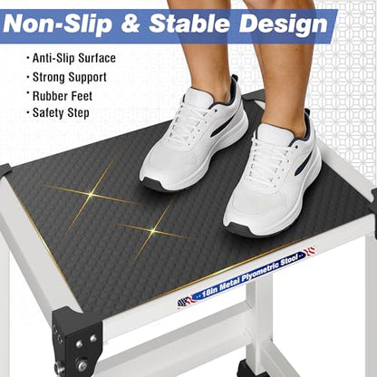 GanFindX RV Steps Stool Heavy Duty, Metal Step Platform for RV Entry, Non-Slip Surface and Anti-Skid Feet, 500 lbs Capacity, Stable Step for SUV, Camper and Home Use (18'')