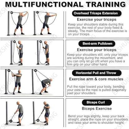 Endless Rope Trainer For Home Gym, Infi-nity Rope Machine, Adjustable Resistance Cable Pulley Machine (3-30kg), Portable Home Gym Equipment For Hiit, Cardio, – No User Weight Limit - color: Black+Red