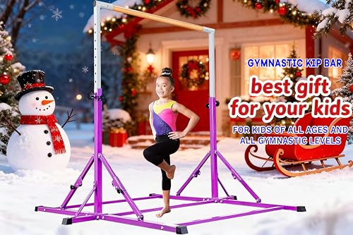 MARFULA Gymnastic Kip Bar for Kids Teens Ages 3-25 of All Gymnastic Levels - color: Purple(5 Ft Base)