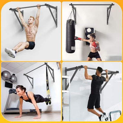 Wall Mounted Pull Up Bar, 51"/45" Chin Up Bar with 500LBS Capacity, Strength Training Pull-Up Bars |Joist Mounted |Reinforced Thick Metal Construction