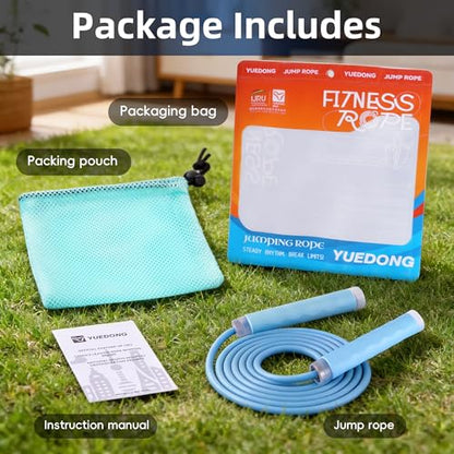 YUEDONG Fitness Jump Rope for Women & Men, 7MM PVC Cardio Rope for Fat Burning, Tangle-Free Ball Bearings, Adjustable Length, Beginner Home Workout Rope