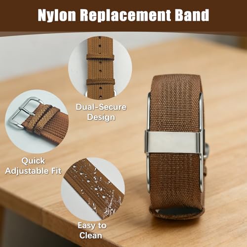CAMTOVGCA Nylon Loop Compatible with Hume Band, Nylon Replacement Strap, Soft Adjustable Breathable Sport Wristband for Fitness Tracker - color: Brown