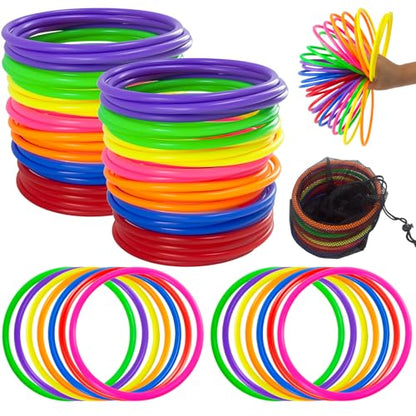 28 PCS Ring Toss Rings,Multicolor Plastic Rings,7 Colors - size: 7 inch