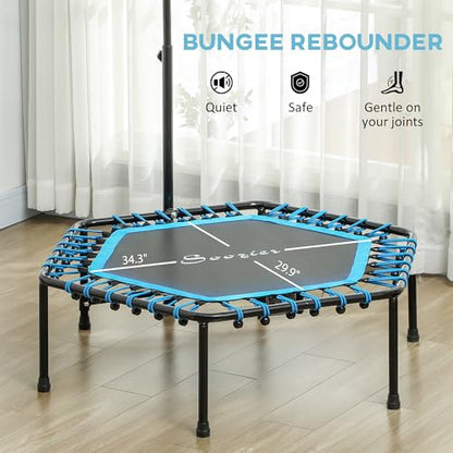 Soozier 45" Rebounder Trampoline for Adults, Mini Trampoline Indoor with Colorful LED Lights and Adjustable Handle, Quiet and Safe Bungee Rebounder