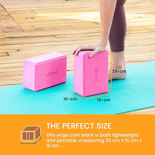 Sol Living Yoga Blocks 2 Pack High Density EVA Foam Yoga Cushion Stretching Pilates Meditation Exercise Equipment Support Deepen Poses Odor Free Non Slip Yoga Accessories - 4" x 6" x 9"- Pink - color: Pink