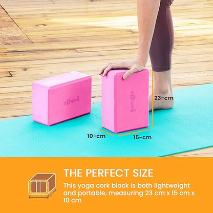 Sol Living Yoga Blocks 2 Pack High Density EVA Foam Yoga Cushion Stretching Pilates Meditation Exercise Equipment Support Deepen Poses Odor Free Non Slip Yoga Accessories - 4" x 6" x 9"- Pink - color: Pink