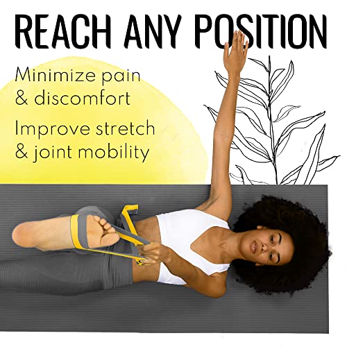 TECEUM 2 IN 1 Yoga & Mat Strap for Stretching – Cotton – 6/8/10 ft - color: Yellow Gray, size: 8 ft