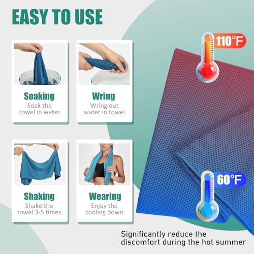 Cooling Towels Pack of 30, 40"*12" Neck Cool Towel Bulk, Cold Towels for Neck and Face, Cooling Rags Sports Towel for Hot Weather, Running, Soccer, Yoga, Gym, Golf - color: 10green/10red/10purple