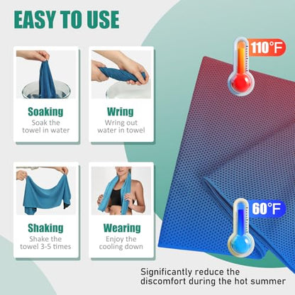 Cooling Towels Pack of 30, 40"*12" Neck Cool Towel Bulk, Cold Towels for Neck and Face, Cooling Rags Sports Towel for Hot Weather, Running, Soccer, Yoga, Gym, Golf - color: 10green/10red/10purple