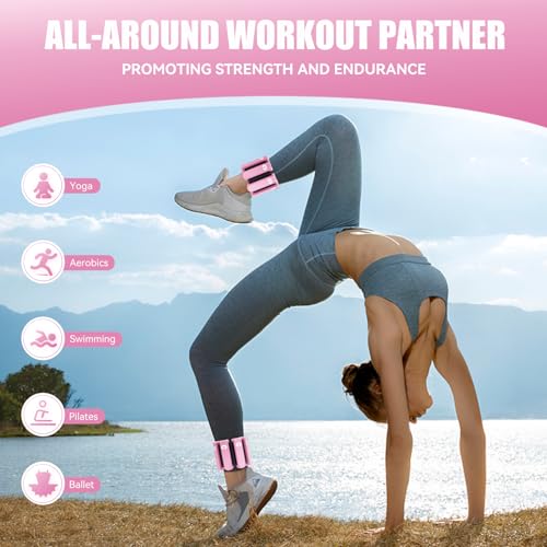 Wrist Ankle Weights Set of 2(1lb Each), Adjustable Silicone Weighted Wristbands for Women Men, Wearable Arm & Leg Weights for Pilates, Walking, Workout Exercise