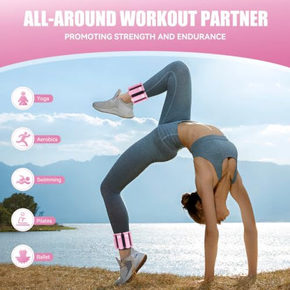 Wrist Ankle Weights Set of 2(1lb Each), Adjustable Silicone Weighted Wristbands for Women Men, Wearable Arm & Leg Weights for Pilates, Walking, Workout Exercise