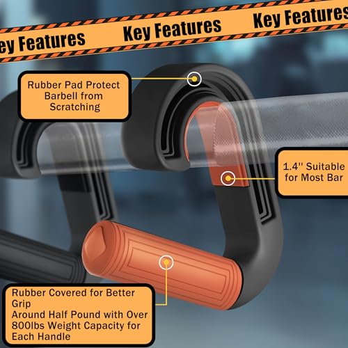 Pull Up Handles Neutral Grip: Portable Barbell Grip with 2 Detachable Straps for Cable Machine LAT Pull Down T-bar Row Deadlift Shrug - color: Orange