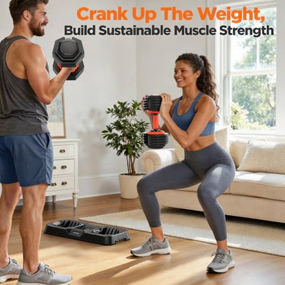 FEIERDUN Adjustable Dumbbell Set, Weight Set for Home Gym, 5/10-in-1 Free Weight Adjustable Dumbbells, Single Hand Twist Adjust with Non-Slip Handles, 90% Space Saving Strength Training for both Men&Women - color: 10 Weight Settings - 55 LB/Pair (110 LB T