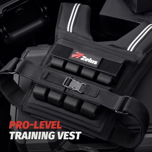 ZELUS Weighted Vest Men, 23lbs/36lbs/45lbs Adjustable Weight Vest with 10/16/20 removable Iron Weights and Reflective Strips, No-Bounce Design for Strength Training, Running, HIIT & Calisthenics