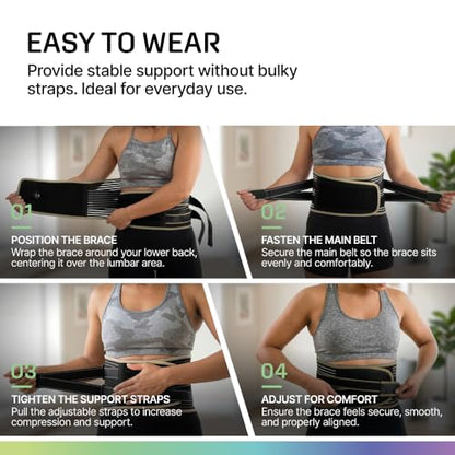 Modvel Back Brace for Lower Back Pain Women and Men – Lumbar Support Belt for Sciatica, Herniated Disc, Muscle Strain – Adjustable Breathable Work Brace with 6 Stays – Support for Posture – Size XXL