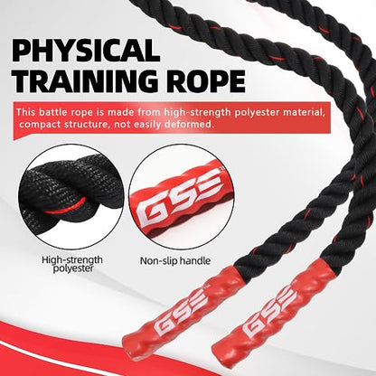 GSE Games & Sports Expert Gym Battle Rope, Heavy-Duty Workout Ropes for Indoor & Outdoor Workout, Exercise Rope for Strength Training - 30,40,50 Feet Lengths Available