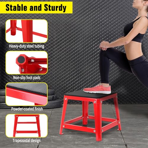 Plyometric Boxes for Jumping - color: Red, size: 12/18/24 inch