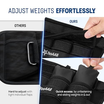 Yes4All Adjustable Wrist & Ankle Weights 3.5/5 LB Pair, Leg Weights for Women & Men, Weighted Arm Bands with Removable Sandbags for Fitness, Pilates, Walking, Strength Training - Versatile Colors