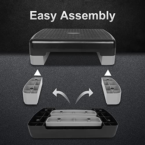 Height-Adjustable 4"-6" Step Aerobics Platform Fitness Equipment Stepper Trainer Exercise Step Platform with 2 Riser