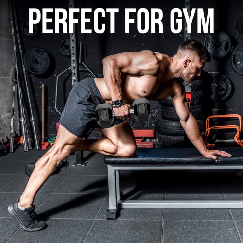 Iron Crush Hex Dumbbells - PVC Coated Weights, Chrome-Plated Knurled Handles, Fixed Hexagon Dumbbell - Workout, Exercise, Body Building Home Gym Training Gear - 3 Lb to 50Lb - Sold in Singles