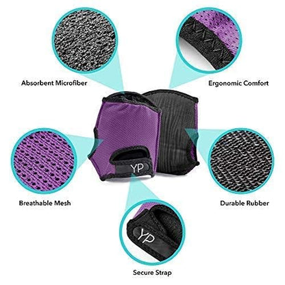 Elite Padded Anti Slip Grip Gloves for Women and Men for Yoga, Power Yoga, Pilates, Cycling, Crossfit, Outdoor Exercise, Weight Training and for Sweaty Hands
