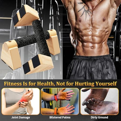 Parallettes Bars - Wooden Calisthenics Equipment for Handstand Training, Push Up Bars & Calisthenics Bar - Handstand Bars and Pushup Handles for Men