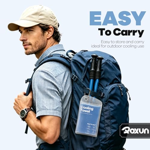ROXUN Cooling Towels, 4 Pack (40''x12'') Chilly Ice Rags for Neck and Face - color: Blue+pink+green+black