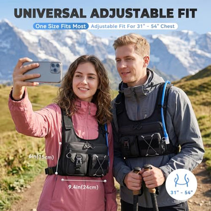 USA Patent Running Hydration Vest Backpack, Lightweight Chest Pack with 2.0L Water Bladder Bag Daypack for Hiking Running Cycling Race Marathon for Women Men - color: Black V2