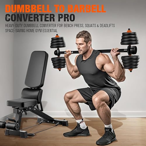 Dumbbell Converter, Convert Dumbbells to Barbell Set, Weight Bar for Bench Presses, Squats, Hip Thrust, Deadlifts, Home Weightlifting and Strength Training, Versatile Home Gym Equipment - color: Black