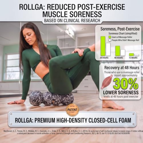 Rollga LITE - High Density Foam Roller for Exercise & Back Pain, 18 inches - color: White