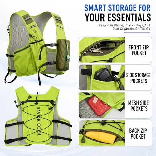Cooling Hydration Vest with 2L BPA-Free Water Bladder, Running Vest with 3 Removable Cooling Packs, Lightweight Outdoor Hydration Pack for Hot Weather, Hiking, Cycling, Training - color: Green