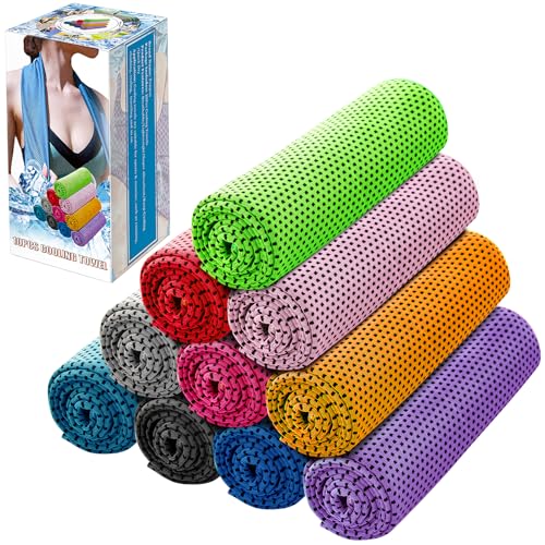 Ponpon 10pcs Cooling Towel Ice Towel Cooling Towels for Neck and Face Microfiber Cooling Towel for Gym, Travel, Yoga, Camping, Running, Outdoor Sport (10 Colors) - color: 10 Packs
