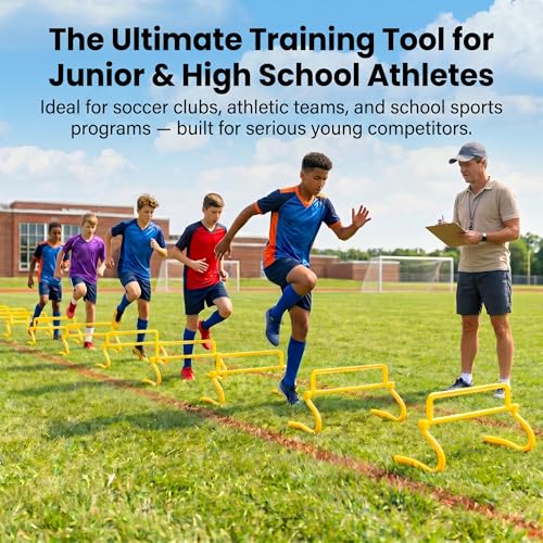 Japard 6 Pcs Agility Hurdles Speed Training Equipment, 4 Height Adjustable Setting, Soccer Training Equipment for Youth Adults