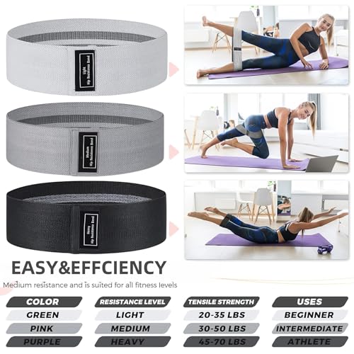 Fabric Resistance Bands Set for Working Out,6 PC Non-Slip Exercise Booty Bands for Women & Men Leg and Glutes,Stretch Workout Bands for Home Gym Fitness,Yoga, Pilates,Stretching