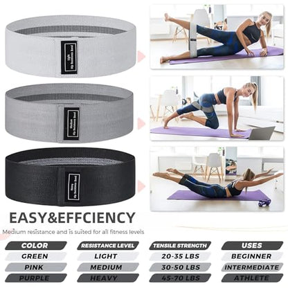 Fabric Resistance Bands Set for Working Out,6 PC Non-Slip Exercise Booty Bands for Women & Men Leg and Glutes,Stretch Workout Bands for Home Gym Fitness,Yoga, Pilates,Stretching