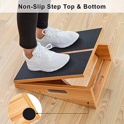 StrongTek Extra Large Wooden Slant Board, Adjustable Incline Board and Calf Stretcher, Stretch Board, Extra Side Handle 16 X 18 Inches, 5 Positions (500 LB Capacity) - style: Extra-Large