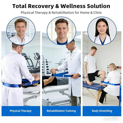 Mobilization Belt with Adjustable Thick Cushioning Pad – Ideal for Physical Therapy, Rehabilitation, Stretching & Mobility Training – Durable Traction Equipment for Therapists and Home Use (White) - color: White