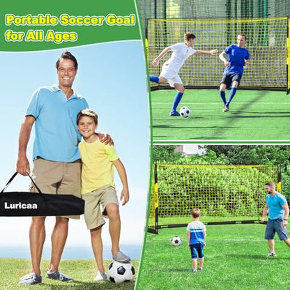 Soccer Goal, 12×6 ft /16×7 ft Portable Soccer Goals Net for Backyard, Quick Setup Training Equipment with 1 Carry Bag, 4 Ground Nails, 12 Training Cones