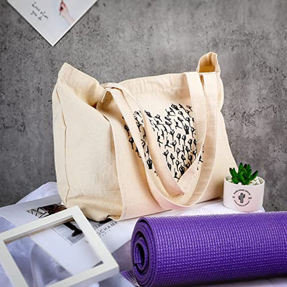 Saintrygo Yoga Bags for Women with Mat Carrier Canvas Pilates Tote Carryall Fits All Your Stuff for Travel Gym Workout