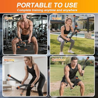 Weighted Cordless Battle Ropes - Adjustable Resistance and Portable Ropeless Battle Ropes with Non Slip Handle - Low-Noise Exercise Rope for Instant Effective Workouts Anytime (Pink)