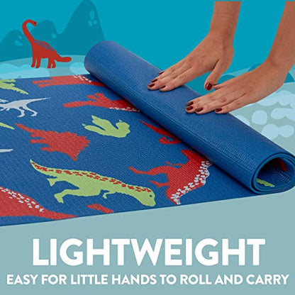 Antsy Pants Kids Yoga Mat - Yoga Mat for Kids, Yoga Mats for Home Workout, Travel Yoga Mat, Yoga Mat Non Slip, 60” x 24”, 3mm Free of Toxic Phthalates - color: Dino