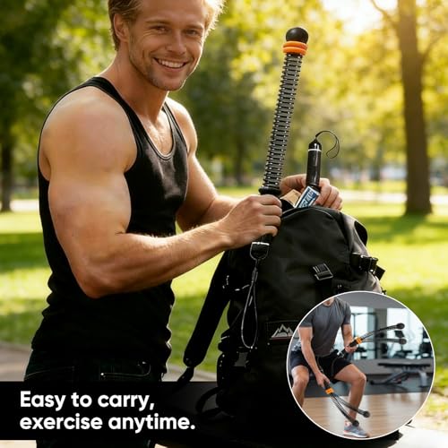 Saker Upgraded Adjustable Ropeless Battle Ropes, Steel Spring Core Rope Trainer with Rubber-Grip Handles, Wrist Straps & Portable HIIT Strength Cardio Workout, Exercise Equipment for Home Gym(Purple)