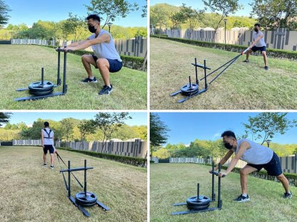 Weight Sled for Training Adjustable Handle Push-Pull Workout Sled Fitness Sled for Athletic Exercise, Speed Improvement and Strength Training