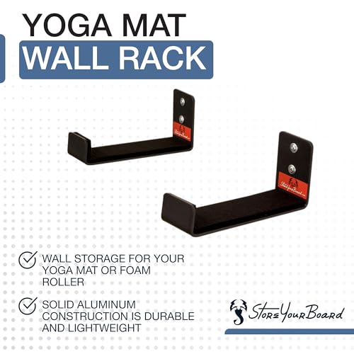 StoreYourBoard Yoga Mat Storage Rack, Large, Foam Roller Wall Hooks, Exercise Mat Holder, Fitness Gear Organizer (Large)
